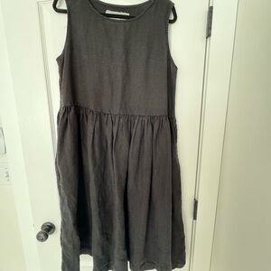 notPERFECTLINEN Black Linen Smock Dress